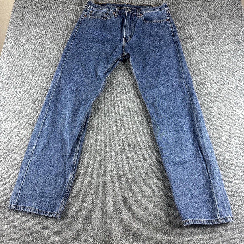 Levis 505 Jeans Mens 34x32 Blue Regular Straight Medium Wash Denim Pants